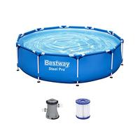 Philips Bestway Piscine Acier Pro - modèle 56679 - O305 x 76 cm - 4678l - avec Pompe de Filtration - Une Cartouche, Bleu