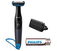 Philips Bg1024/16 Tondeuse Corps Bodygroom Noir/Bleu Outil de Protection Breveté Coupe de 0,5 mm Sabot Bidirectionnel Étanche Accessoire Douche