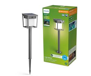 Philips Blaise Borne d'éclairage solaire d’extérieur UltraEfficient, 3000 K, 250/20 lumens, Anthracite