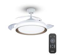 Philips - Bliss Ventilateur de plafond avec lumière LED (28W) et commande, moteur DC (économie d'énergie), 35W, lumière blanc chaud à froid (3000-5500K), diamètre 510mm, gold