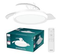 Philips Bliss Ventilateur de Plafond Pales Rétractables et LED, 3 Pales, Envergure 106 cm, 4500 Lumens, Lumière Blanche Ajustable 3000 à 6500 K, Variable jusqu'à 5%, Télécommande, Blanc scintillant