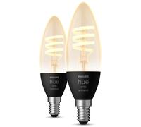 Philips Hue White Ambiance, ampoule vintage filament E14, compatible Bluetooth, format flamme, pack de 2, fonctionne avec Alexa, Google Assistant et Apple Homekit