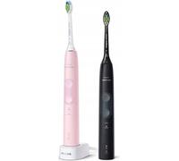 Philips | Brosses à dents soniques HX6830/35 - Noir et rose - Lot de deux - Nettoyage efficace des dents - Soin des gencives