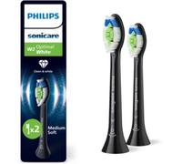 Philips Têtes de brosse à dents Sonicare W2 Optimal White HX6062/88 – d'origine, noir, lot de 2