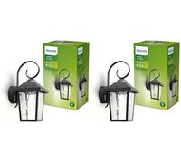 PHILIPS Buzzard Applique Murale Extérieure, IP44 Résiste aux Intempéries, Durable, Aluminium, Design Classique, Black, Ampoule E27 Vendue Séparément (Lot de 2)