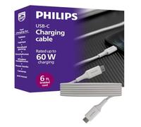 PHILIPS Câble de charge rapide USB-C vers USB-C, câble d'ordinateur | MacBook Pro et Air, Windows, iPhone 17, Samsung Galaxy, Google Pixel, drone, appareil photo, SSD externe, 1,8 m, DLC87575/37