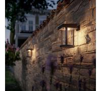 Philips Camill UltraEfficient, Applique murale solaire d'extérieur ronde, 1,4 W, 3000 K, noire, transparente, détecteur de mouvement, IP44 résistante aux intempéries