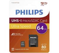 Philips Carte microSDXC 64 GB Class 10 avec adaptateur SD