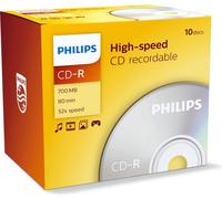 Philips CD-Rohlinge, 80Min, 700MB, vitesse 52x, boîtier (10 disques)