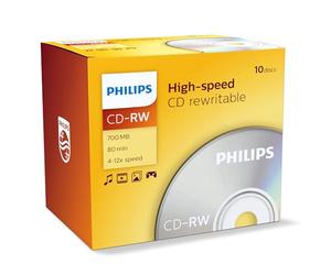 Philips CD-RW High-Speed (700 MB / 80 Minutes, Vitesse 4-12x , Jewel Case 10 pièces, rewritable / réinscriptible)
