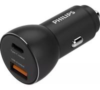 Philips Chargeur allume-cigare DLP2521/03 Sortie USB-A et USB-C - Allume-cigare - Recharge rapide - Compatible avec iPhone et Samsung - Noir