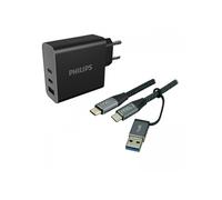 Philips - Chargeur secteur 65W + câble tressé USB Type C - 2m