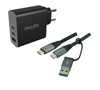 PHILIPS Chargeur secteur 65W + câble tressé USB Type C 2m
