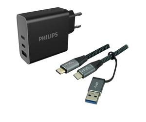 PHILIPS Chargeur secteur 65W + câble tressé USB Type C 2m