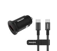 Philips Chargeur Voiture DLP4309BC/04 - Allume Cigare USB C 36W et USB 30W - Chargeur Allume Cigare USB C avec Charge Rapide PD QC - Prise Allume Cigare 12V 24V - Câble Inclus