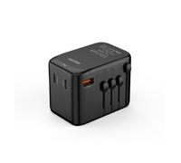 Philips CHP9000BK 65W GaN Chargeur de Voyage International 3 Ports USB-C et 1 Port USB-A Charge Rapide PD/QC Adaptateur de Prise Universel (USA/UK/EU/AUS) Noir