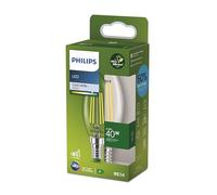 Philips Classic ultra-efficient LED ampoule classe énergétique A, équivalent 40W, culot E14, candle, clair, éclairage blanc neutre (4000K), 1 pack. nouvelle génération