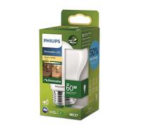 Philips Bombilla LED clásica, UltraEfficient,60W, 840Lm, A60, E27 2700K, vidrio esmerilado, regulable
