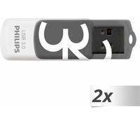 Philips Clé USB 3.0, 32 Go, Vivid Edition, lot de 2, couleur : gris
