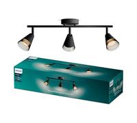 Philips Cleft Spot 3 têtes, GU10 non incluse, noir, IP20