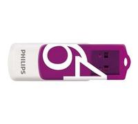 Philips Clé USB 2.0 Vivid Édition – pivotante, lecture jusqu'à 25 Mo/s – 2×64 Go Violet/Blanc
