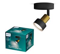 Philips Conduit Spot 1 tête, GU10 non incluse, laiton, IP20