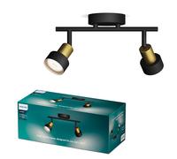 Philips Conduit Spot 2 têtes, GU10 non inclus, Laiton, IP20