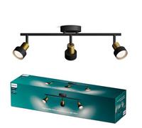 Philips Conduit Spot 3 têtes, GU10 non inclus, Laiton, IP20
