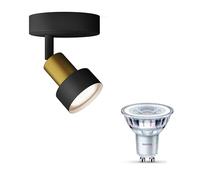 Philips Conduit Spot en saillie (Noir/Or) - Lumière Blanc Chaud - Spot Mural ou Plafond avec 1 Luminaire - GU10 - Non Dimmable