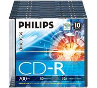 Philips - CR7D5NS10/00 - Cd-R 80 Minutes 700mb (52x) Slim Étui , 10 Paquet