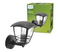 Philips Applique d'extérieur Creek – Montante métal H20 cm Noir – A incandescence – Design galbé