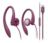 Philips Crochet d'oreille filaire avec microphone, écouteurs de sport supra-auriculaires à ajustement sécurisé, basses profondes de 15 mm, commandes en ligne, écouteurs Plug-and-Play (rose, USB-C avec