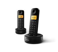 Philips D160 Téléphone Fixe sans Fil Duo - DECT Téléphone avec Grand Écran 1,6″ - Ligne Maison avec Mode ECO & Interphone - Noir