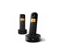 Philips Téléphone fixe sans fil D1652B – Double combiné – Noir – Autonomie 10 h