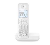 Philips D2701W - Téléphone fixe sans fil, écran rétroéclairé 4,6", microphone vertical, appels mains libres, jusqu'à 14 heures, antenne optimisée, réglages de confidentialité, blanc