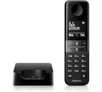 Philips D4701B Téléphone Fixe sans Fil - Téléphone DECT avec Écran 1,8 Pouce - 50 Contacts - 16h Conversation - 250h Veille - Noir