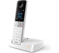 Philips D6351W Téléphone sans fil avec répondeur Écran 1,8" - Répertoire jusqu'à 100 noms - Identification et verrouillage du numéro - Plug & Play - Blanc