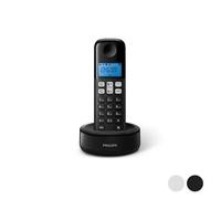 Philips D1611B/34 - Téléphone Fixe sans Fil, Rétroéclairé, Son HQ, Jusqu'à 4 combinés, Répertoire 50 numéros, Faible Consommation Eco, Identification de l'Appelant, Portée (50m-300m) - Noir