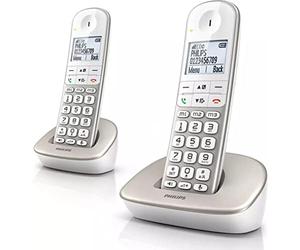 Philips DECT XL4902S/34 - Duo Téléphone sans Fil DECT - 16 Heures - Téléphone Senior avec 2 Combinés - Blanc