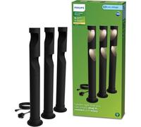 Philips Desi Borne d’Extérieur 24 V GardenLink Basse Tension, 2700 K, 180 lm, Noir, Kit de Démarrage, Lot de 3, Prise EU
