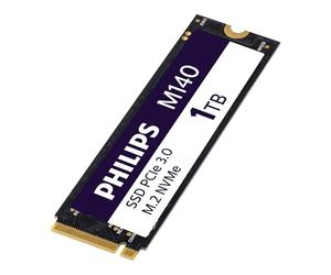 Philips Disque Dur Interne Solid State M.2 M140 - NVMe PCIe Gen3 1 to (2280), pour PC de Bureau et Portables, pour l'édition Graphique et vidéo, Le Jeu, Lecture 3500 Mo/s, écriture 3000 Mo/s