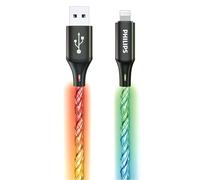 Philips DLC5130V Câble de charge pour iPhone RVB 1 m, 18 W, charge rapide, synchronisation 480 Mbps, cordon tressé sans nœuds pour iPhone, iPad, compatible MFi