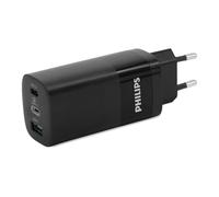 Philips DLP2681/12 - Chargeur Secteur avec Puissance de Sortie de 65 W - Double Sortie USB-A et USB-C - Noir