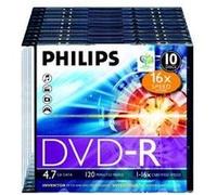 Philips DVD-R High-Speed (4,7 Go / 120 Minutes de vidéo, Vitesse 1-16x, Slim Case 10 pièces)