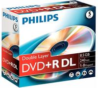 Philips DR8S8J05C/00 DVD+R DL 8,5 Go 8x Coffret Bijou, Lot De 5