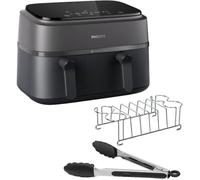 Philips Dual Basket Airfryer série 3000,9 litres,2 tiroirs,Kit petit-déjeuner,Technologie Rapid Air,99% de matières grasses en mo