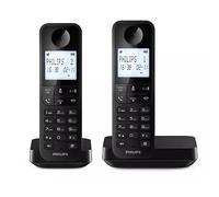 Philips Duo D2702B - Téléphones Fixes sans Fil, écran rétroéclairé 4,6", Microphone Vertical, appels Mains Libres, jusqu'à 14 Heures, antenne optimisée, Deux téléphones, Noir