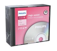 Philips DVD-R High-Speed (4,7 Go / 120 Minutes de vidéo, Vitesse 1-16x, Slim Case 10 pièces)