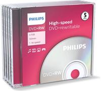 Philips DVD+RW High-Speed (4,7 Go / 120 Minutes de vidéo, Vitesse 1-4x, Jewel Case 5 pièces, rewritable / réinscriptible)