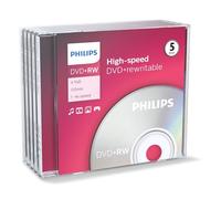 Philips DVD+RW High-Speed (4,7 Go / 120 Minutes de vidéo, Vitesse 1-4x, Jewel Case 5 pièces, rewritable / réinscriptible)